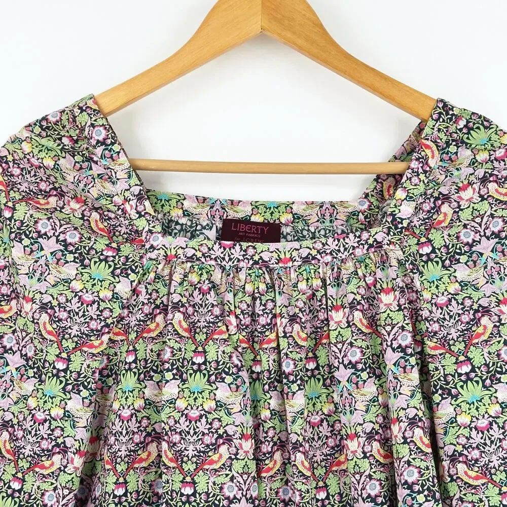 J Crew Womens Liberty Fabric‎ Peasant Top Size 0 Floral Cottagecore Boho Retro